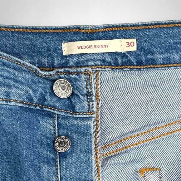 LEVI'S 30 Wedgie Destructed High Rise Skinny Jeans Casual - Picture 7 of 9